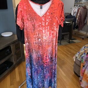 Vibrant Red and Blue Maxi Dress